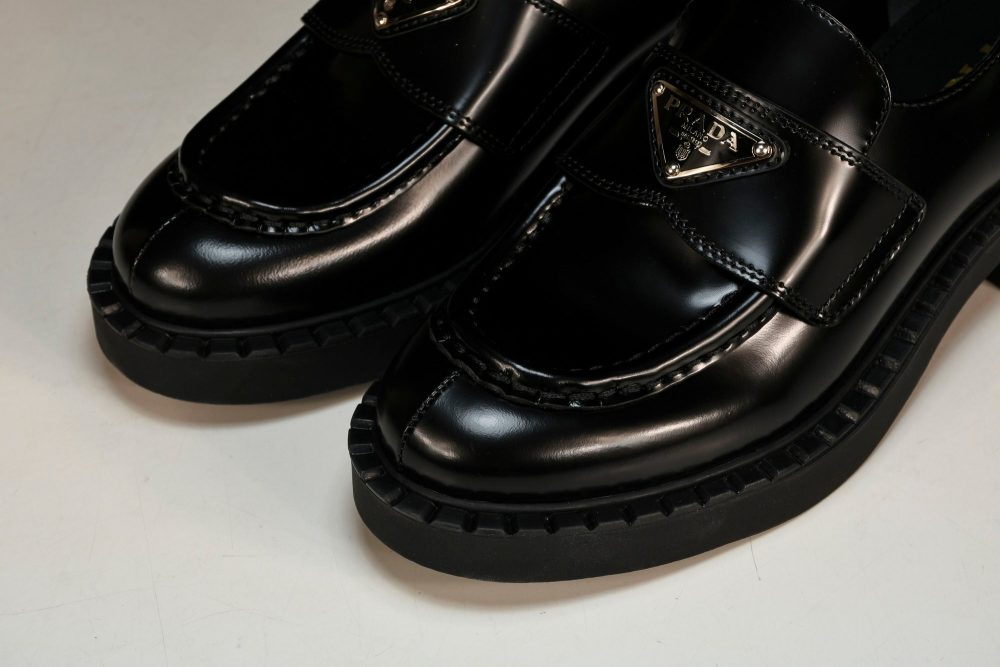Prada Chocolate Patent Loafers 'Black' - Image 14