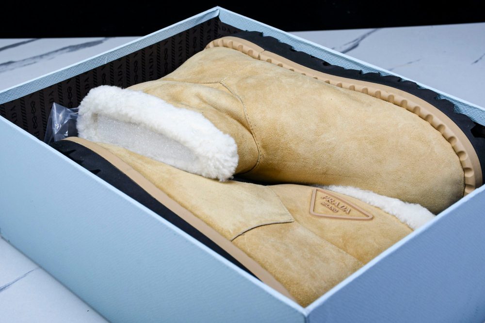 Prada Suede Booties 'Beige' - Image 28