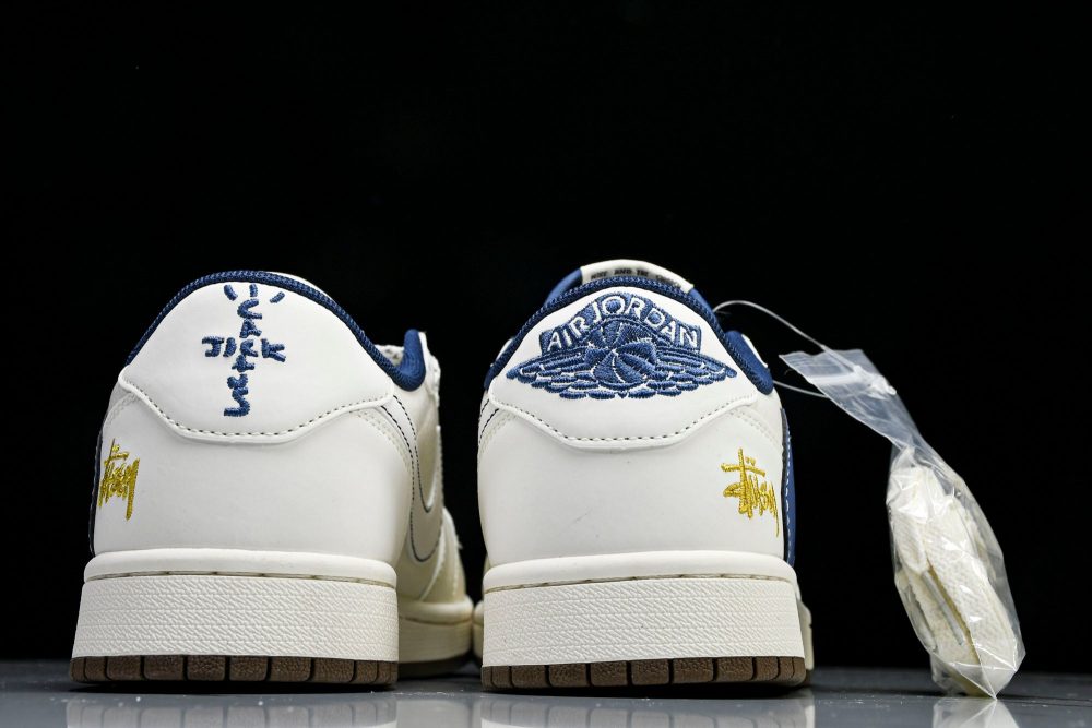 Travis Scott AJ1 Low x Stussy 'White Blue' (Custom) - Image 7
