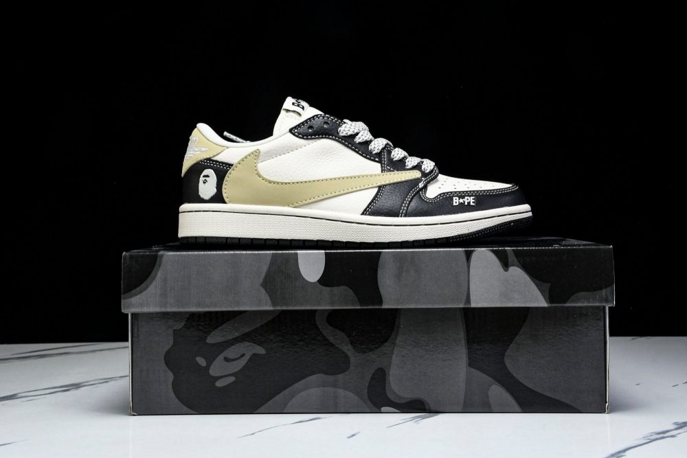 Travis Scott AJ1 Low x BAPE 'Beige Black White' (Custom) - Image 24
