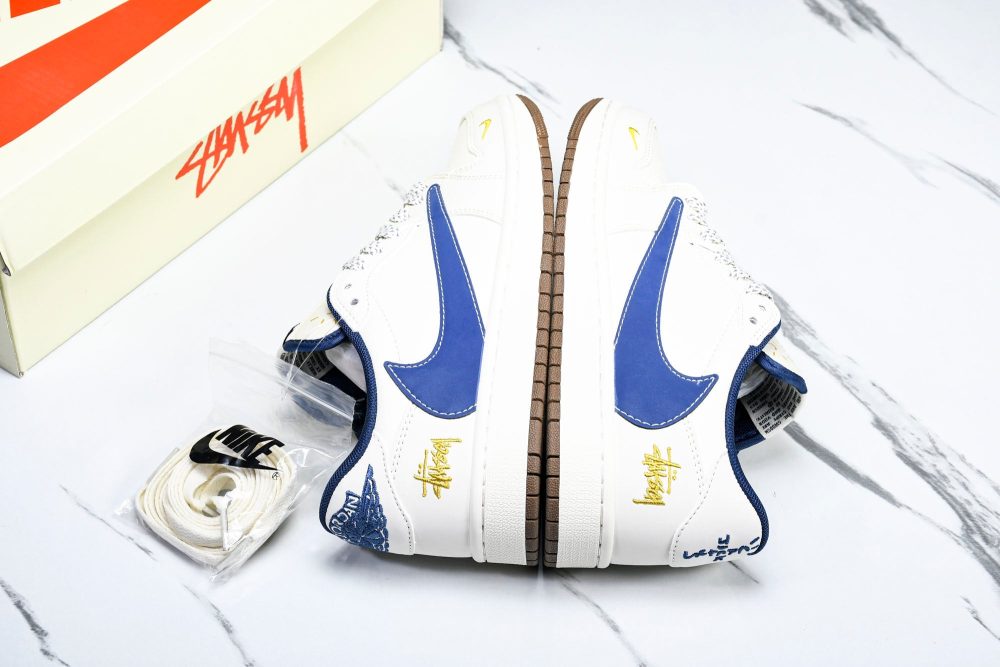 Travis Scott AJ1 Low x Stussy 'White Blue' (Custom) - Image 21