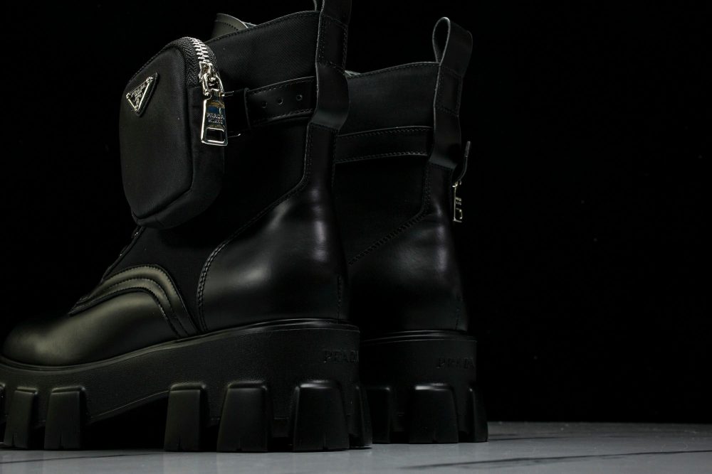 Prada Monolith Boots with Pouch 'Black' - Image 8