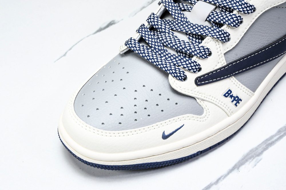 Travis Scott AJ1 Low x BAPE 'Grey Navy' (Custom) - Image 9