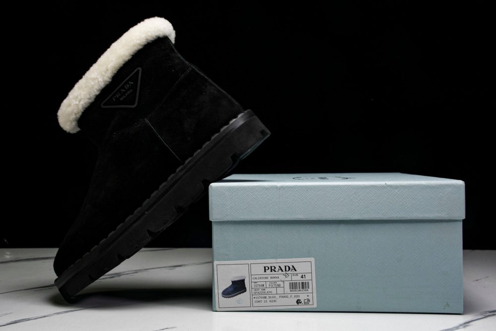 Prada Suede Booties 'Black' - Image 21