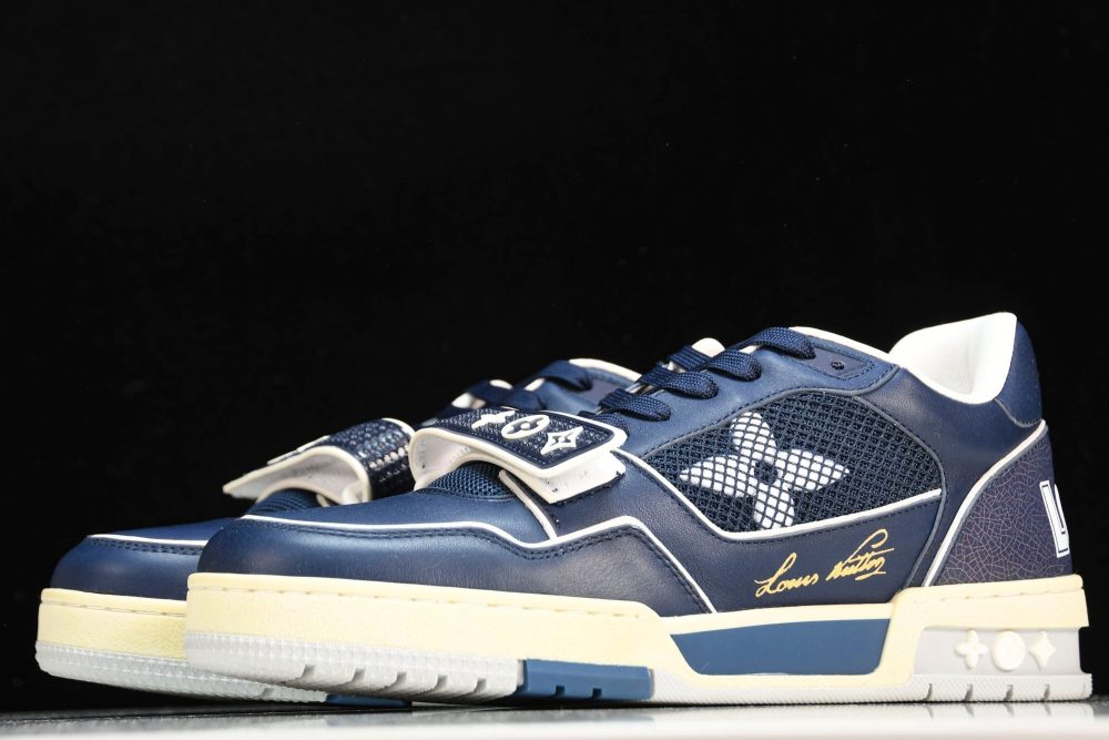 Louis Vuittоп Trainer Low Velcro Strap 'Navy Mesh' - Image 2