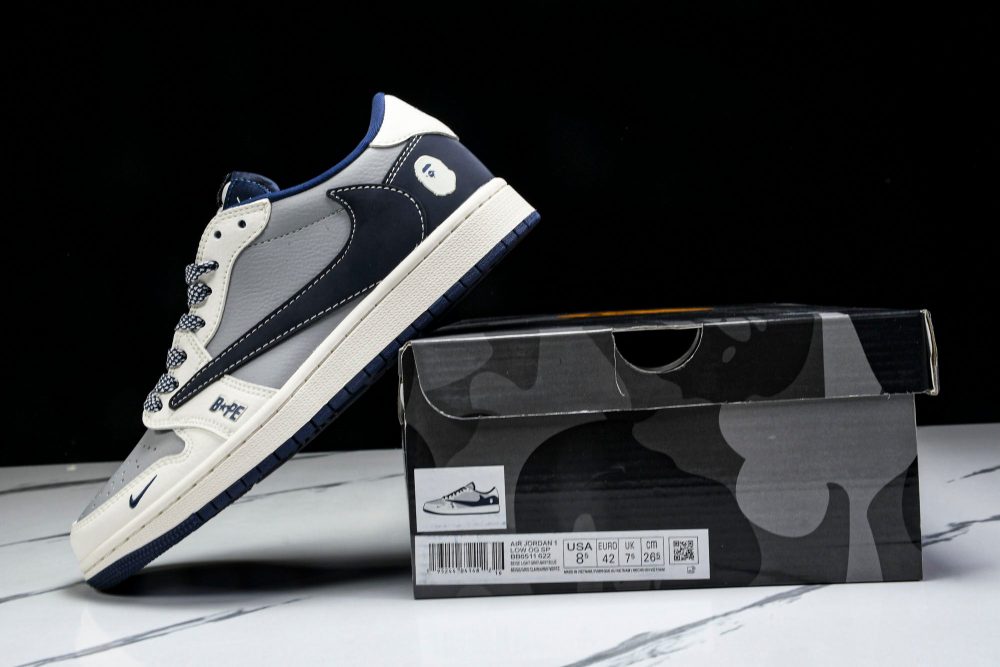 Travis Scott AJ1 Low x BAPE 'Grey Navy' (Custom) - Image 25