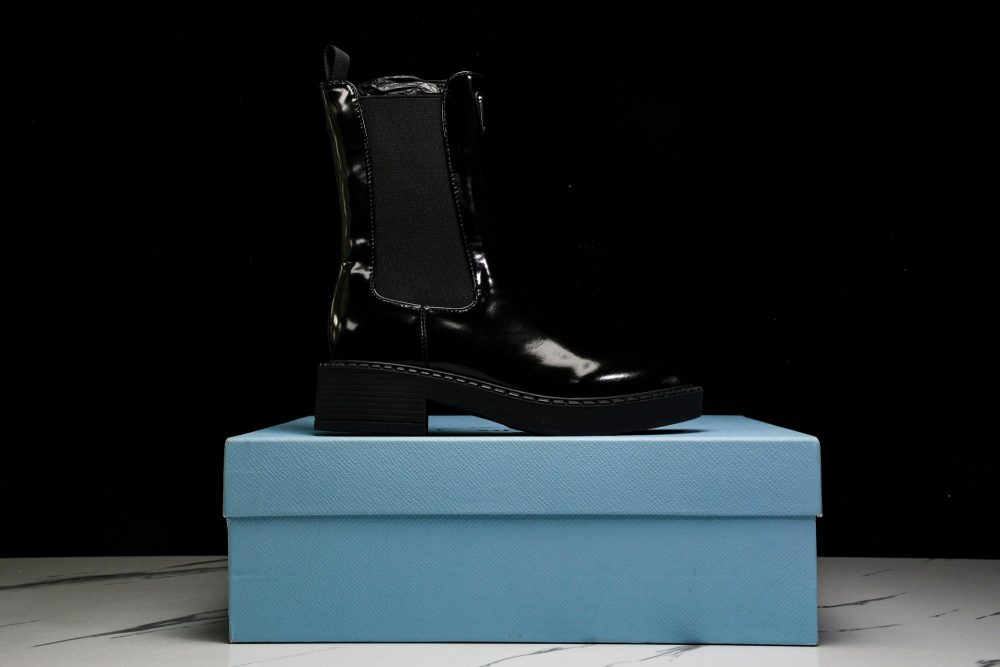 Prada Patent Chelsea Boots 'Black' - Image 16