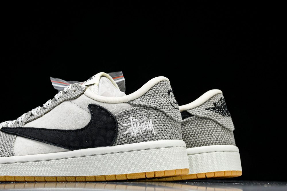 Travis Scott AJ1 Low x Stussy 'Tweed' (Custom) - Image 8