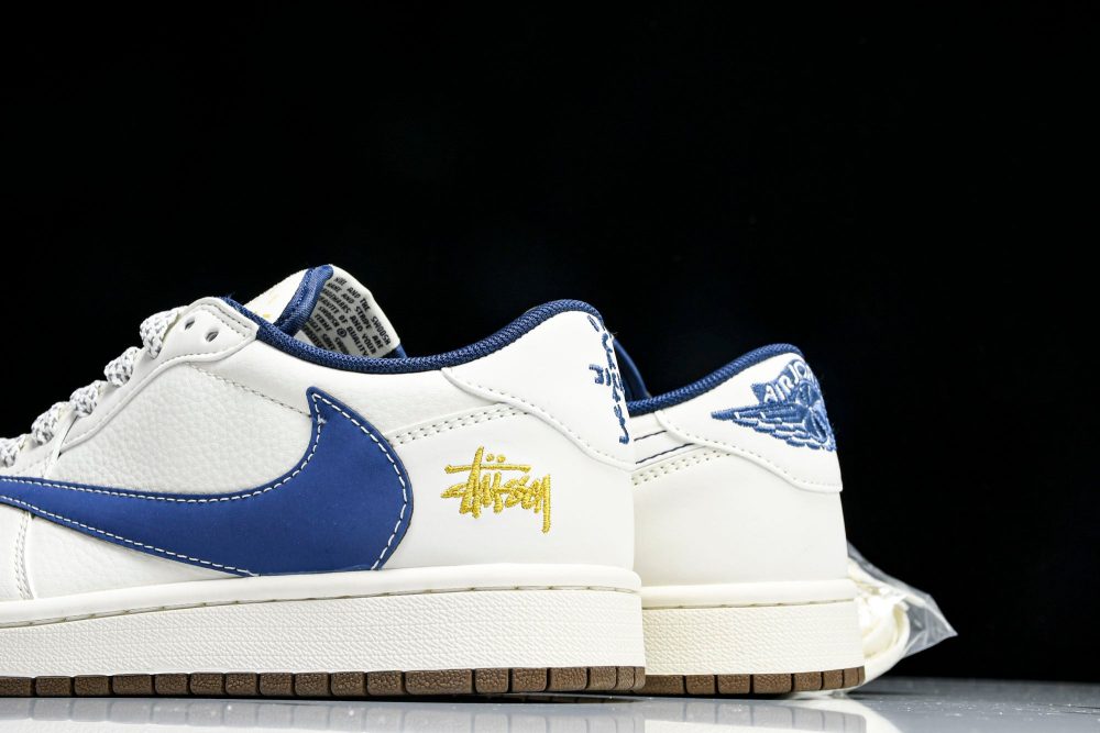 Travis Scott AJ1 Low x Stussy 'White Blue' (Custom) - Image 8