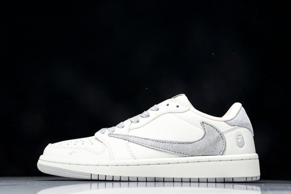 Travis Scott AJ1 Low x BAPE 'White Grey 2.0' (Custom)