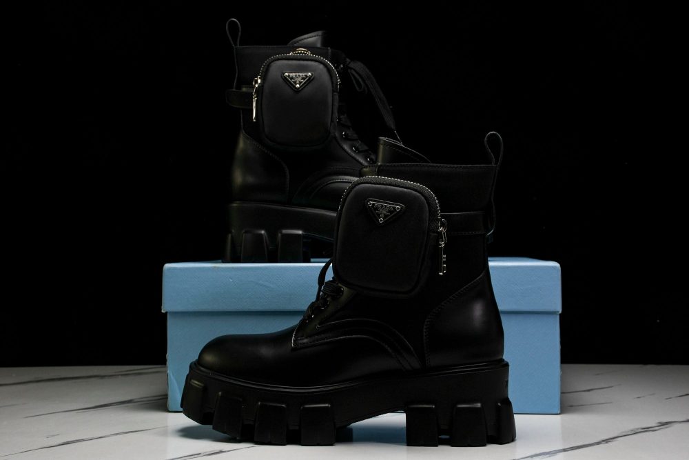 Prada Monolith Boots with Pouch 'Black' - Image 18