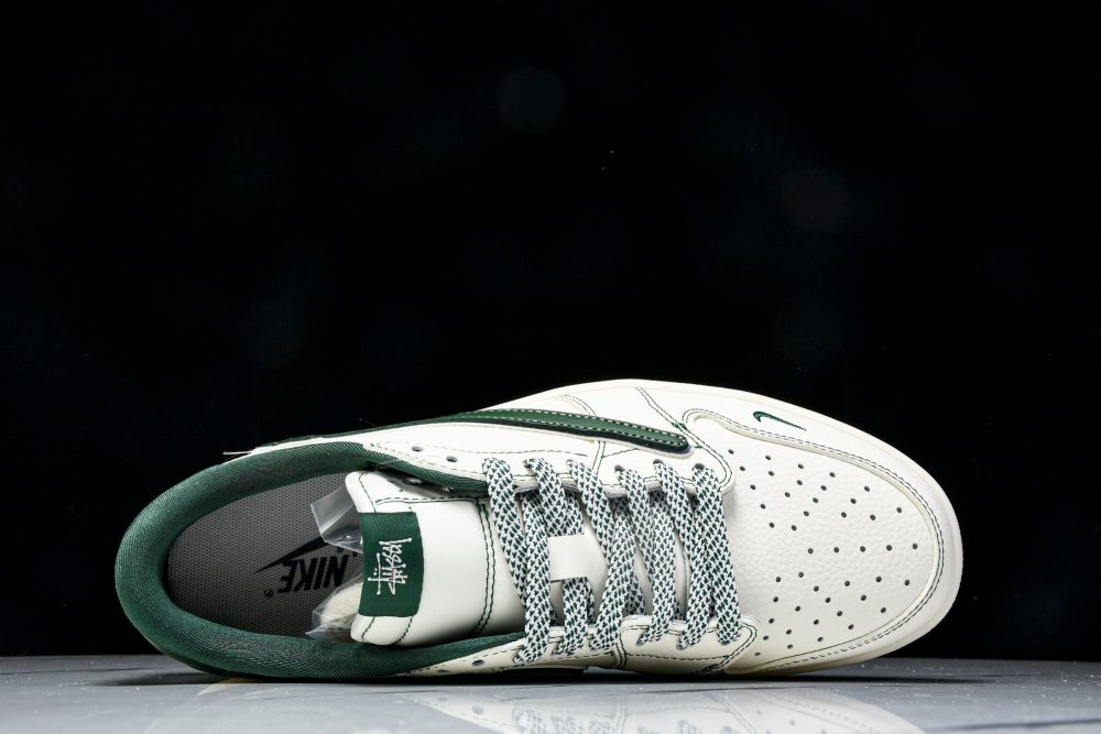 Travis Scott AJ1 Low x Stussy 'White Green' (Custom) - Image 4
