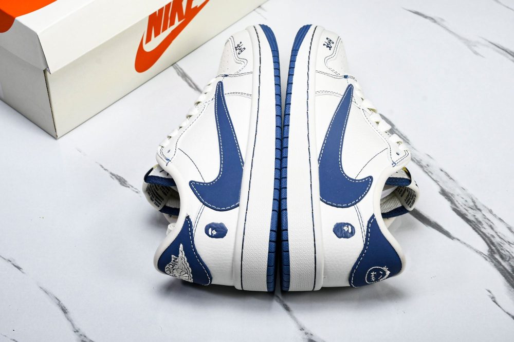 Travis Scott AJ1 Low x BAPE 'White Blue' (Custom) - Image 21