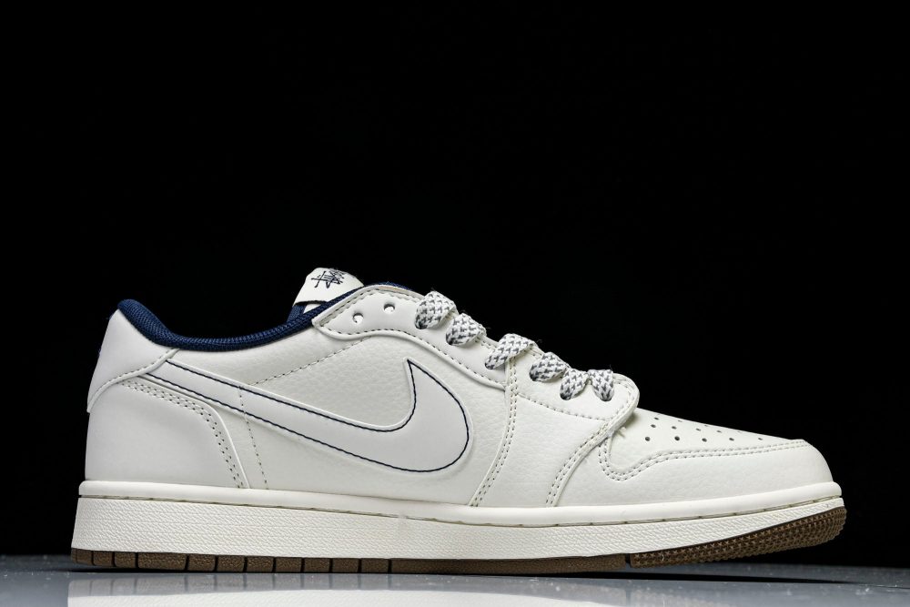 Travis Scott AJ1 Low x Stussy 'White Blue' (Custom) - Image 3