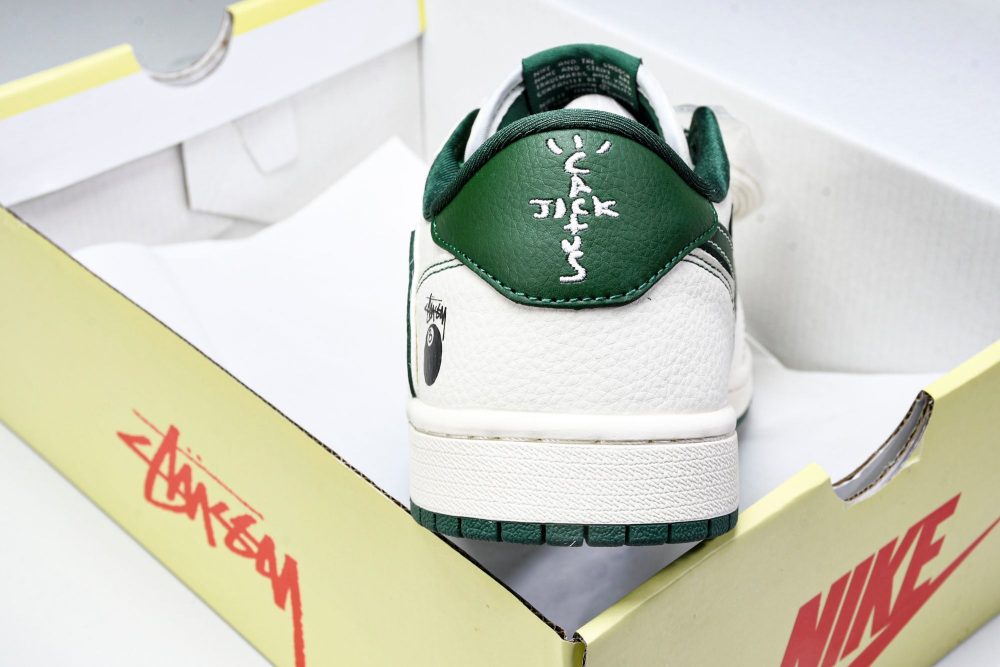 Travis Scott AJ1 Low x Stussy 'White Green' (Custom) - Image 21