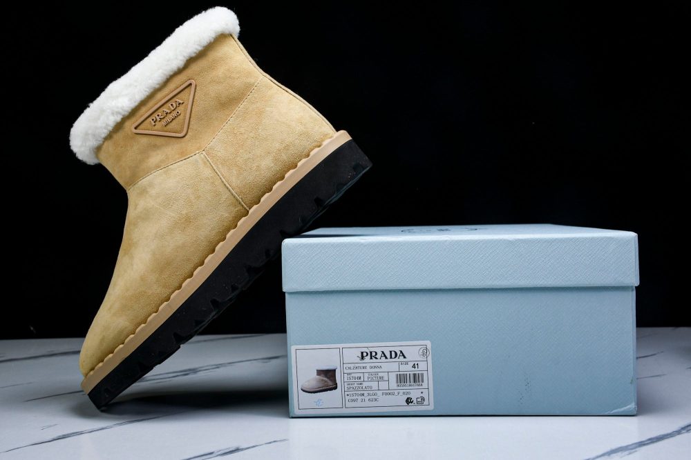 Prada Suede Booties 'Beige' - Image 21