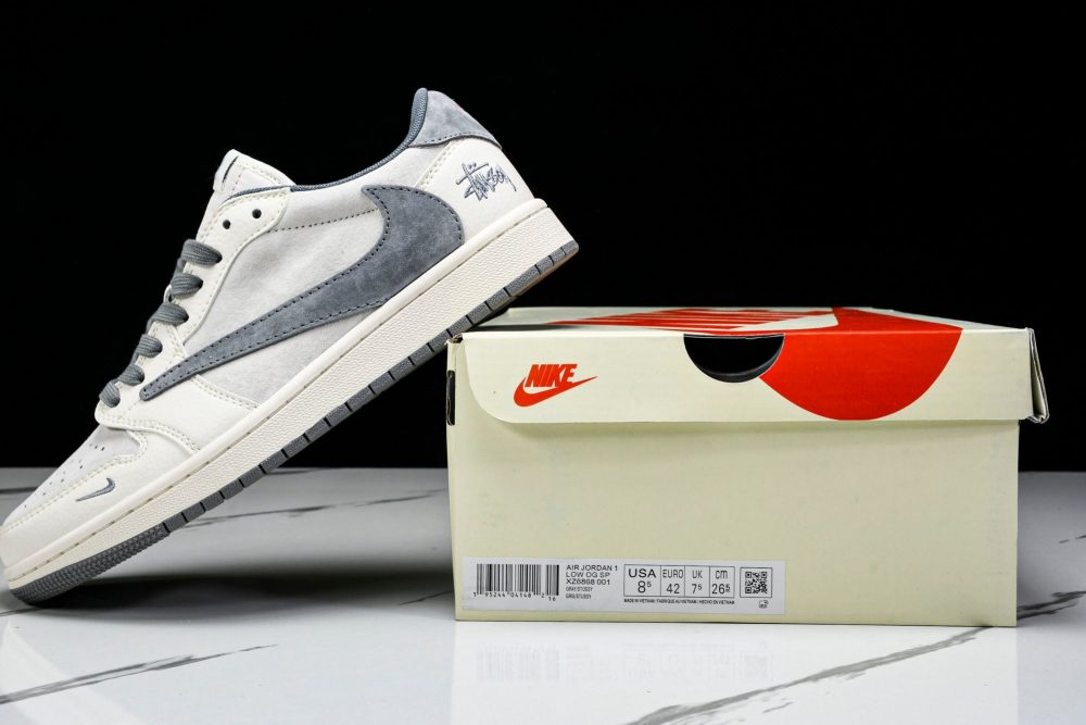 Travis Scott AJ1 Low x Stussy 'Grey White' (Custom) - Image 27