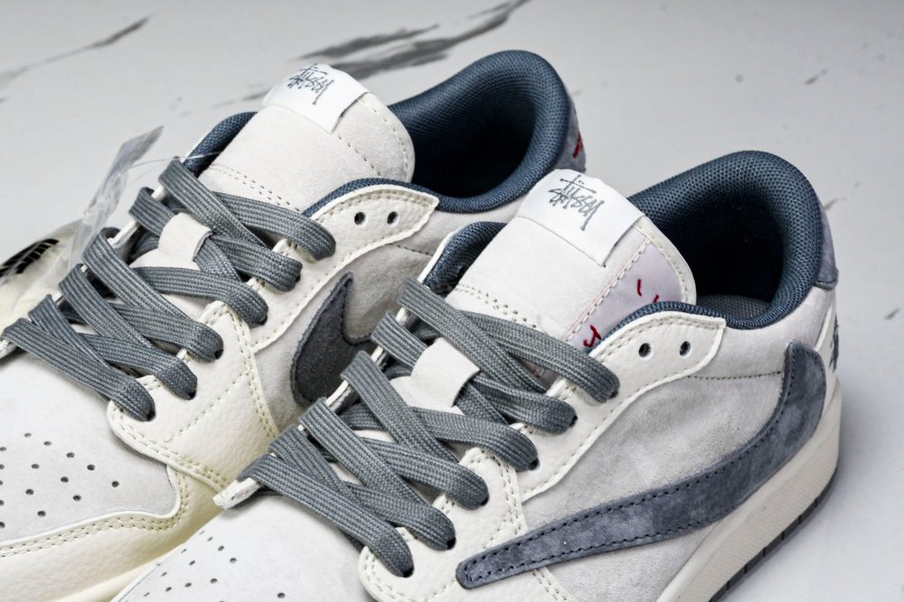 Travis Scott AJ1 Low x Stussy 'Grey White' (Custom) - Image 21