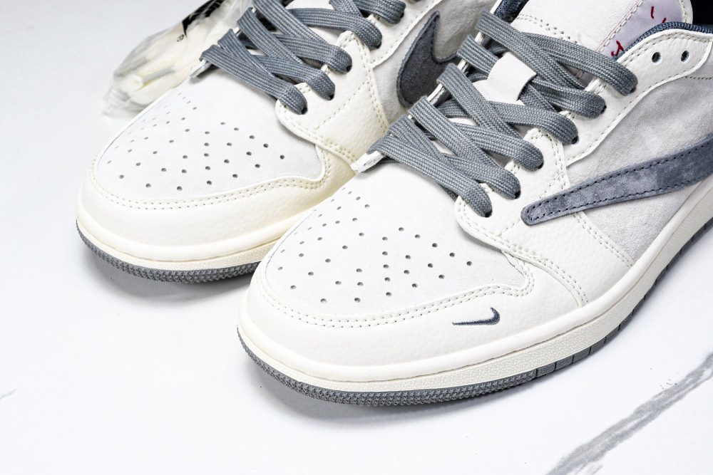 Travis Scott AJ1 Low x Stussy 'Grey White' (Custom) - Image 20