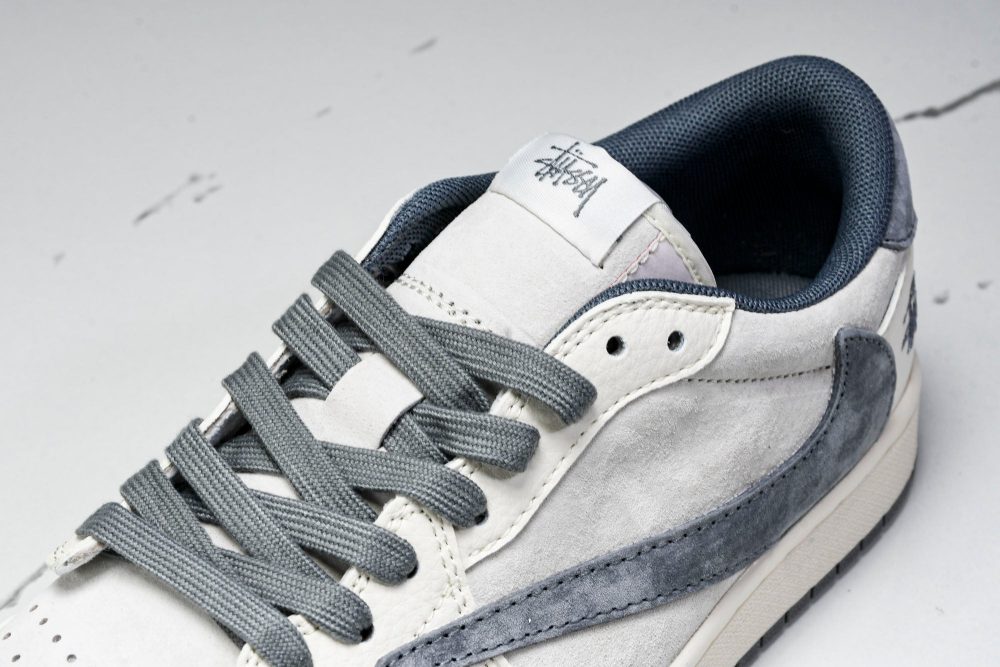 Travis Scott AJ1 Low x Stussy 'Grey White' (Custom) - Image 10