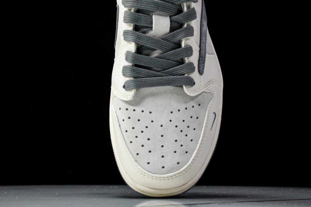 Travis Scott AJ1 Low x Stussy 'Grey White' (Custom) - Image 6