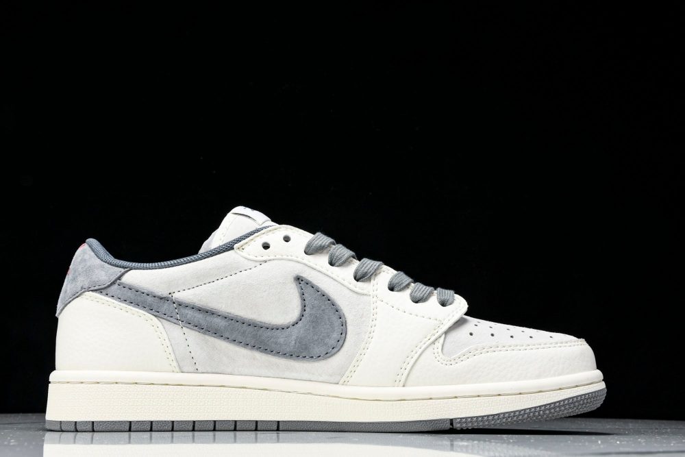 Travis Scott AJ1 Low x Stussy 'Grey White' (Custom) - Image 3