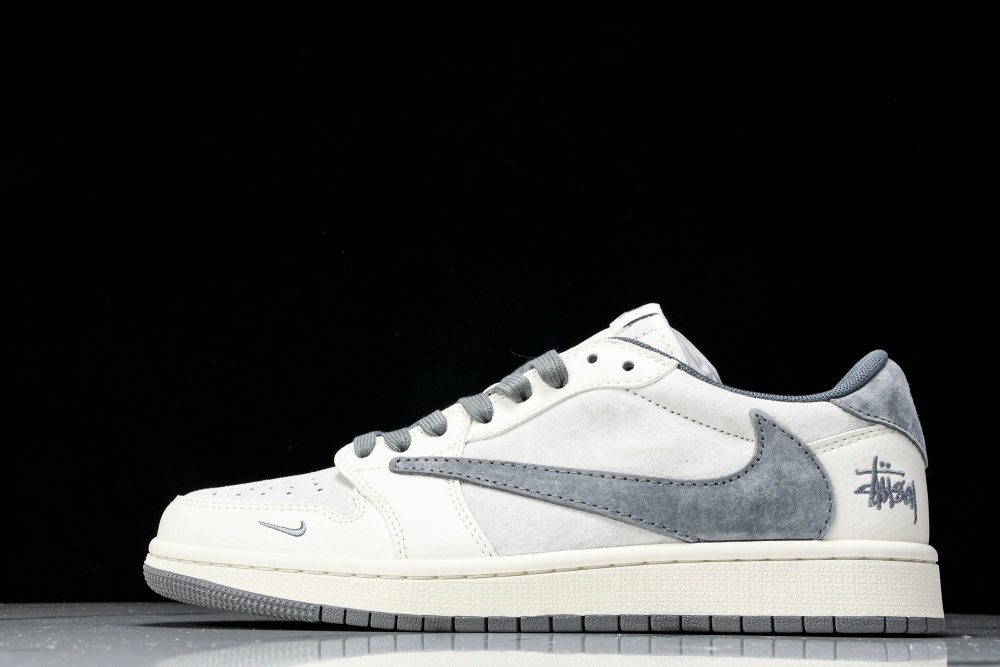 Travis Scott AJ1 Low x Stussy 'Grey White' (Custom)