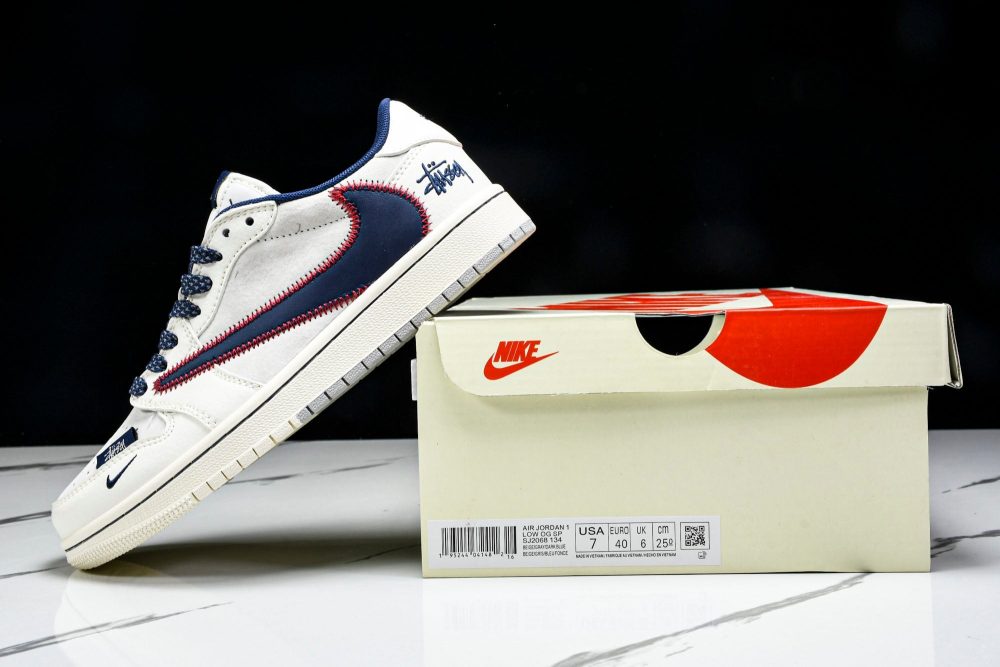 Travis Scott AJ1 Low x Stussy 'White Navy' (Custom) - Image 27
