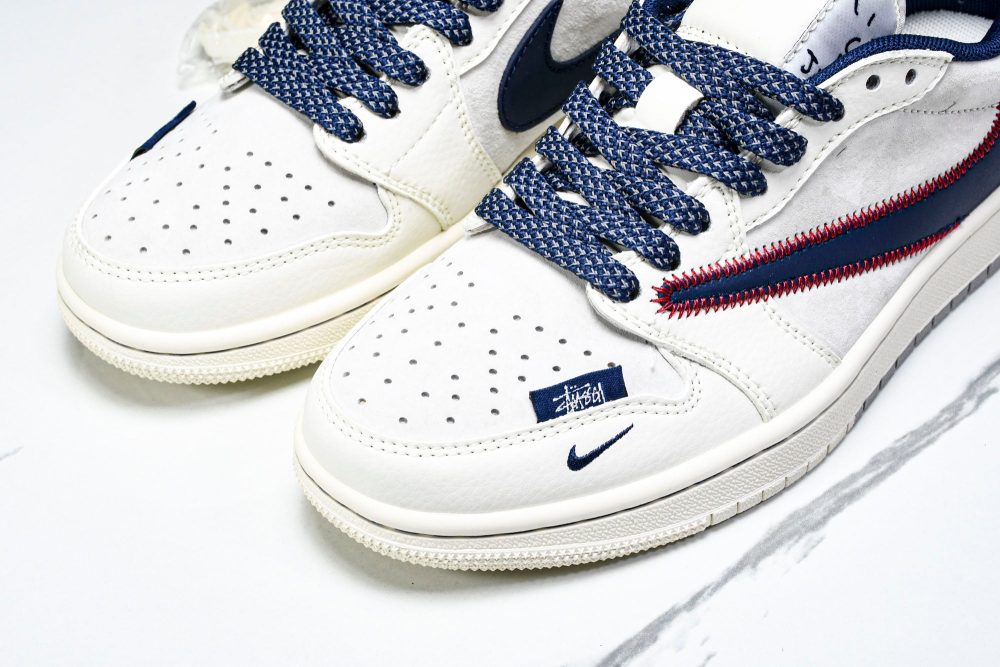 Travis Scott AJ1 Low x Stussy 'White Navy' (Custom) - Image 20