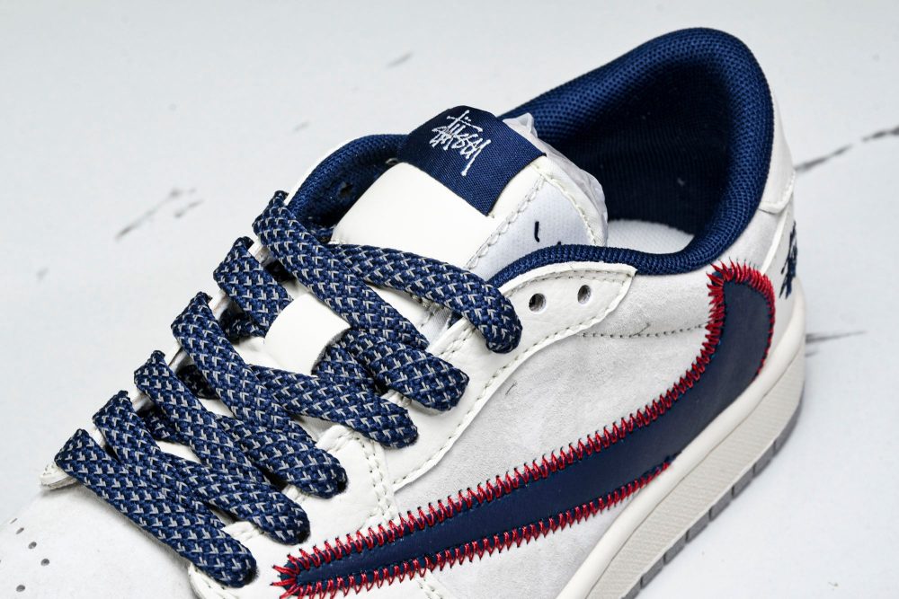 Travis Scott AJ1 Low x Stussy 'White Navy' (Custom) - Image 10