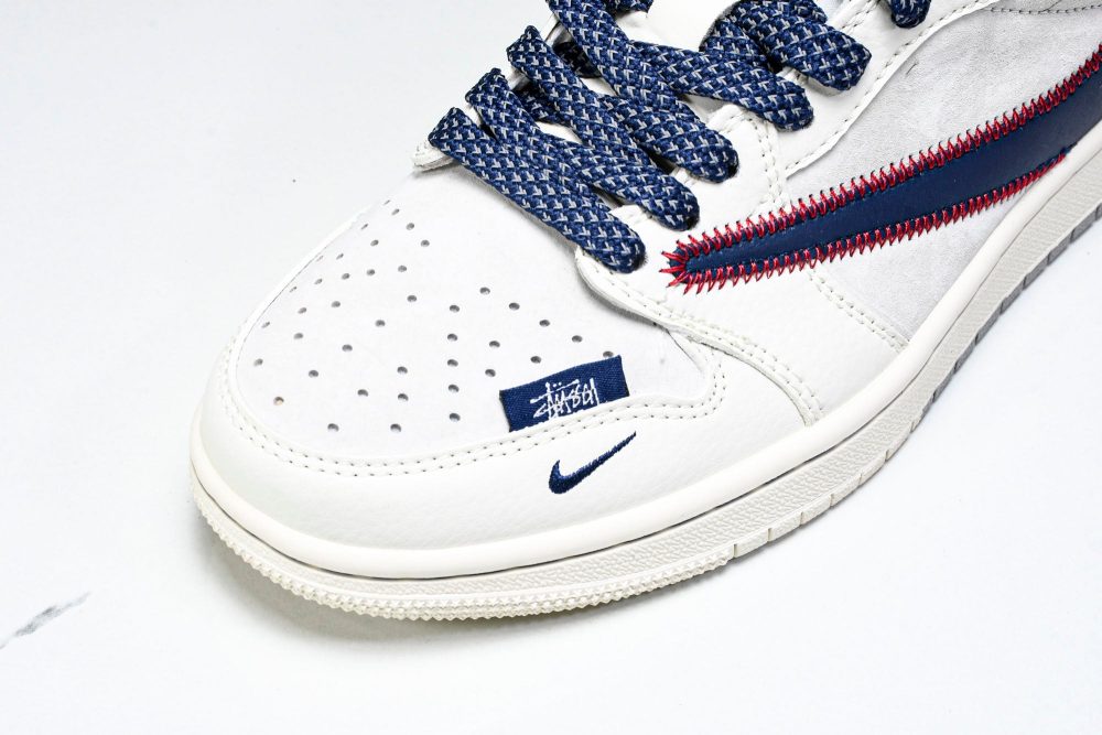 Travis Scott AJ1 Low x Stussy 'White Navy' (Custom) - Image 9