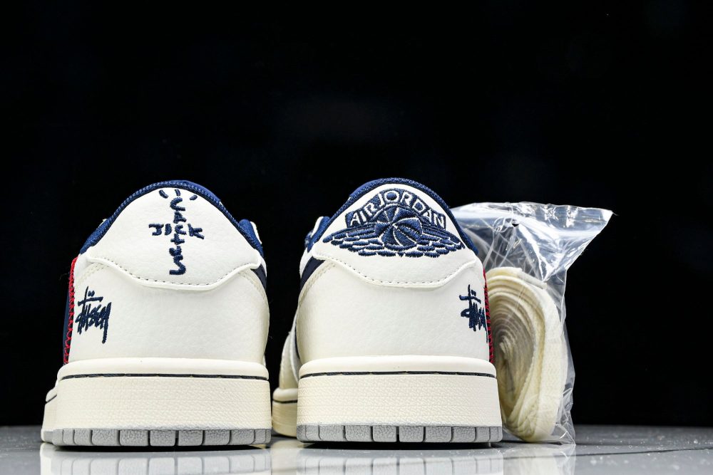 Travis Scott AJ1 Low x Stussy 'White Navy' (Custom) - Image 7