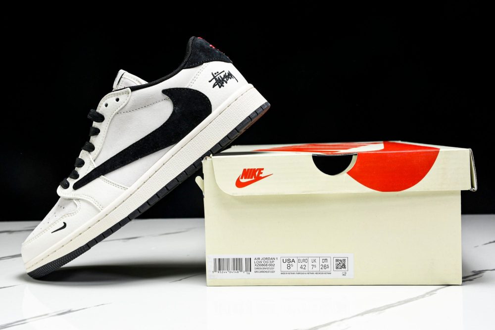 Travis Scott AJ1 Low x Stussy 'White Black' (Custom) - Image 27