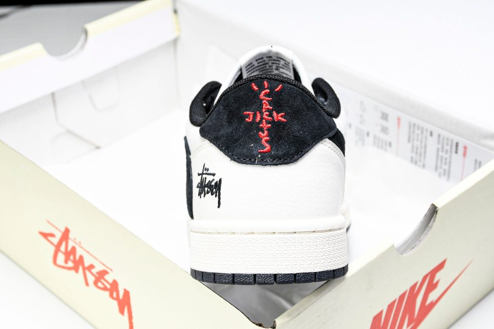 Travis Scott AJ1 Low x Stussy 'White Black' (Custom) - Image 24