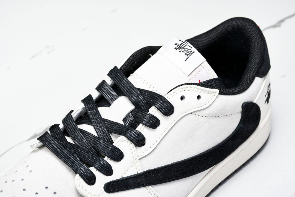 Travis Scott AJ1 Low x Stussy 'White Black' (Custom) - Image 10