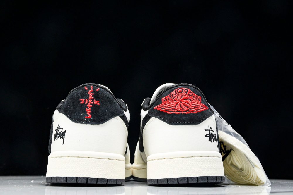 Travis Scott AJ1 Low x Stussy 'White Black' (Custom) - Image 7