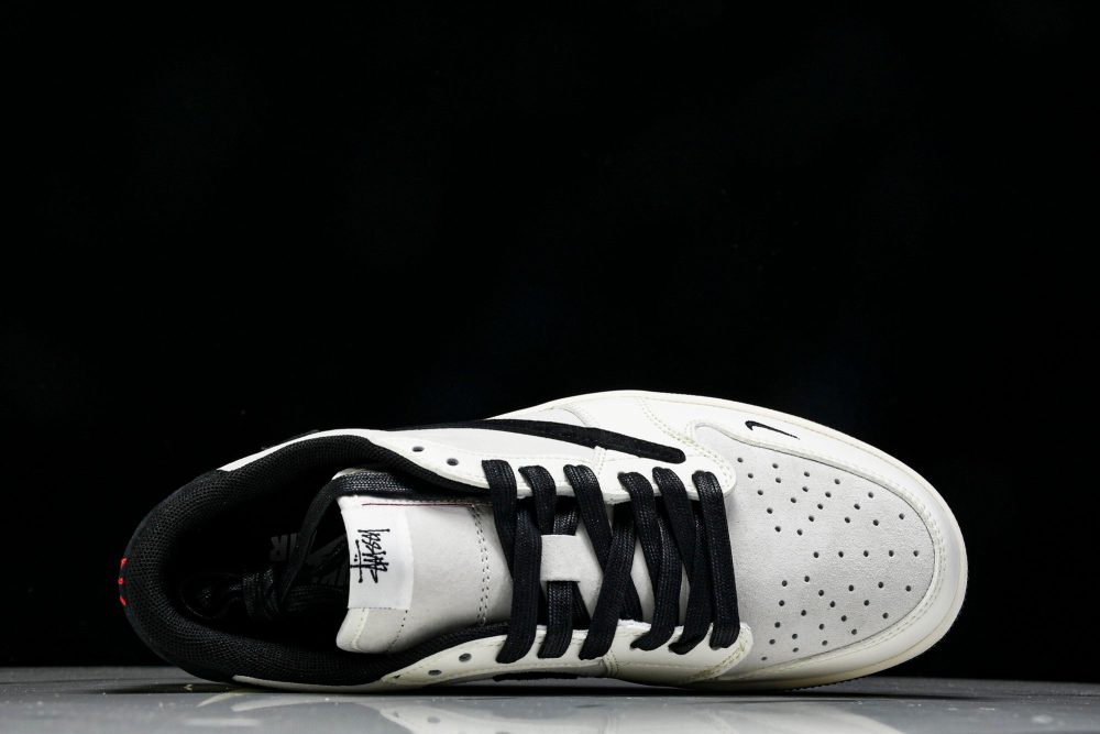 Travis Scott AJ1 Low x Stussy 'White Black' (Custom) - Image 4