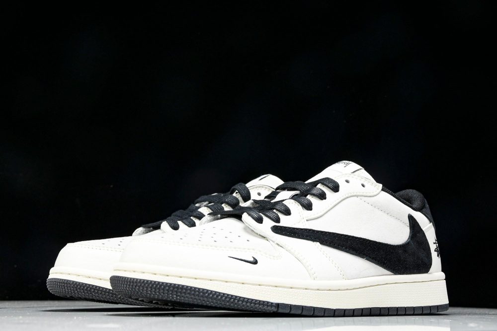 Travis Scott AJ1 Low x Stussy 'White Black' (Custom) - Image 2
