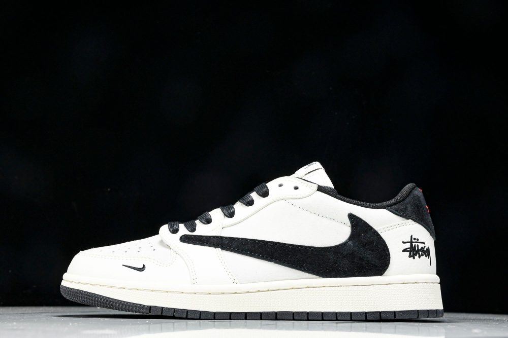 Travis Scott AJ1 Low x Stussy 'White Black' (Custom)