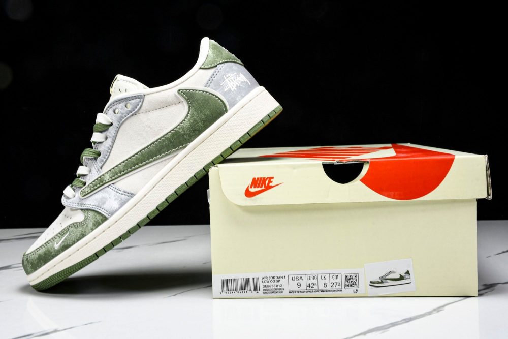Travis Scott AJ1 Low x Stussy 'Green Grey' (Custom) - Image 27