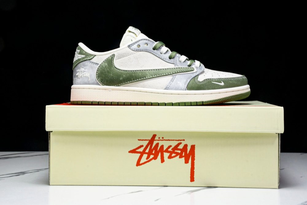 Travis Scott AJ1 Low x Stussy 'Green Grey' (Custom) - Image 26