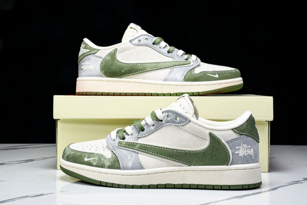 Travis Scott AJ1 Low x Stussy 'Green Grey' (Custom) - Image 25