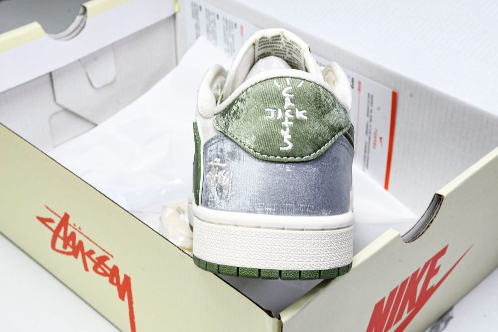 Travis Scott AJ1 Low x Stussy 'Green Grey' (Custom) - Image 24