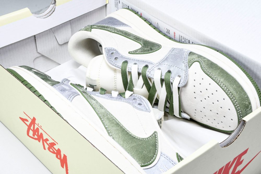 Travis Scott AJ1 Low x Stussy 'Green Grey' (Custom) - Image 23