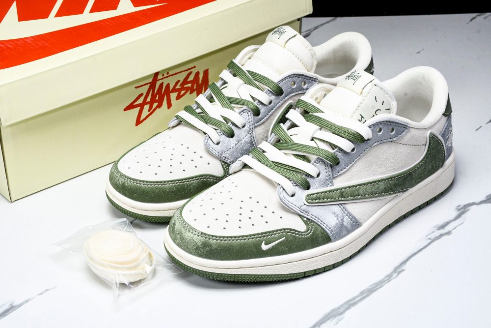Travis Scott AJ1 Low x Stussy 'Green Grey' (Custom) - Image 22
