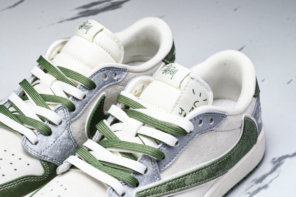 Travis Scott AJ1 Low x Stussy 'Green Grey' (Custom) - Image 21