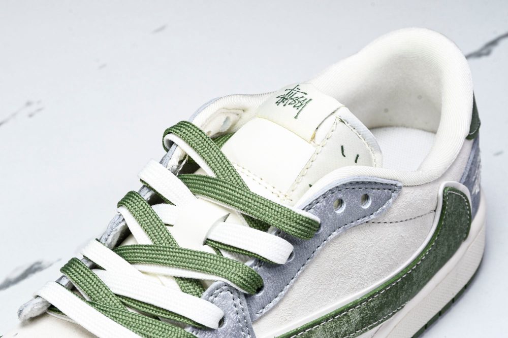 Travis Scott AJ1 Low x Stussy 'Green Grey' (Custom) - Image 10