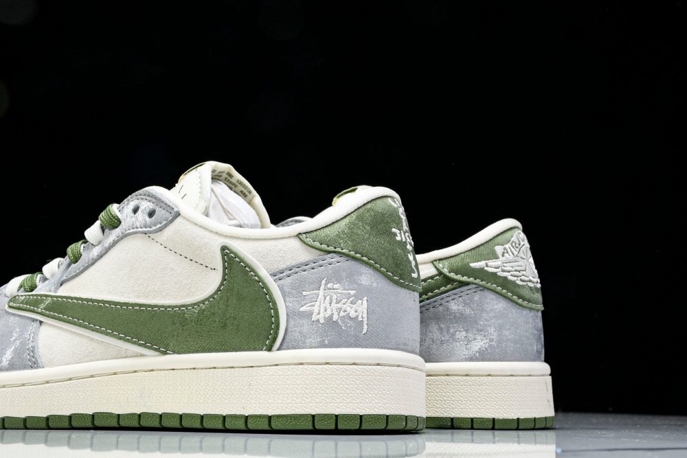 Travis Scott AJ1 Low x Stussy 'Green Grey' (Custom) - Image 8
