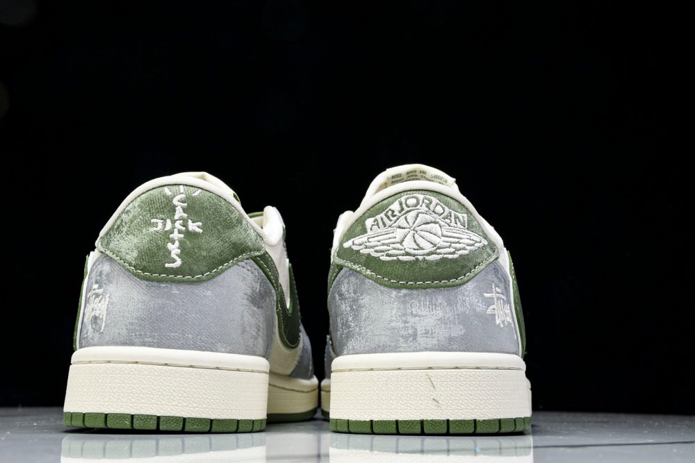 Travis Scott AJ1 Low x Stussy 'Green Grey' (Custom) - Image 7