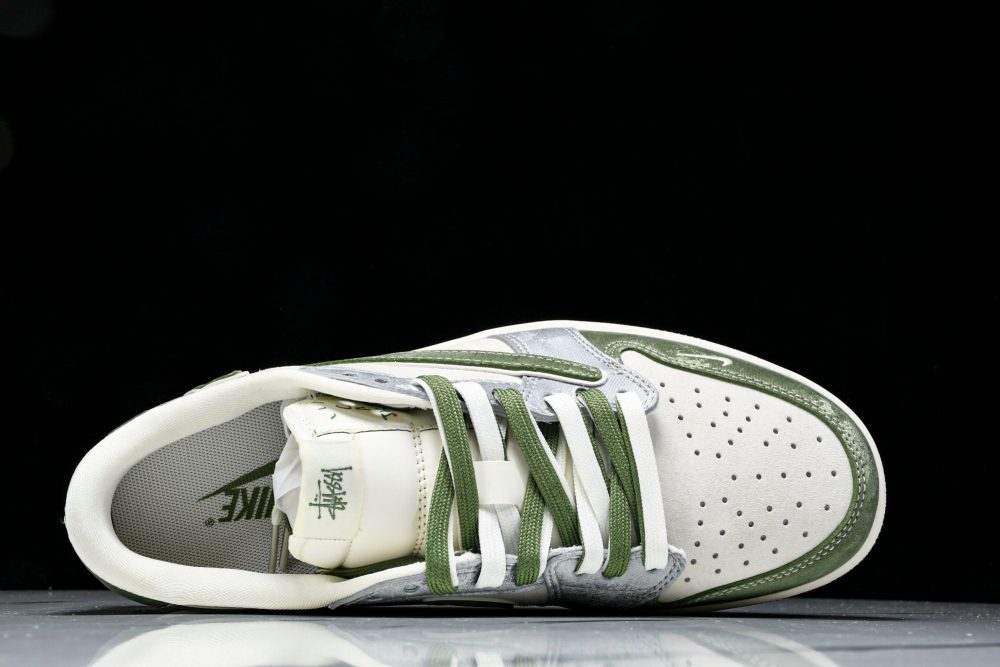 Travis Scott AJ1 Low x Stussy 'Green Grey' (Custom) - Image 4
